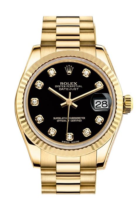 gold Rolex black dial